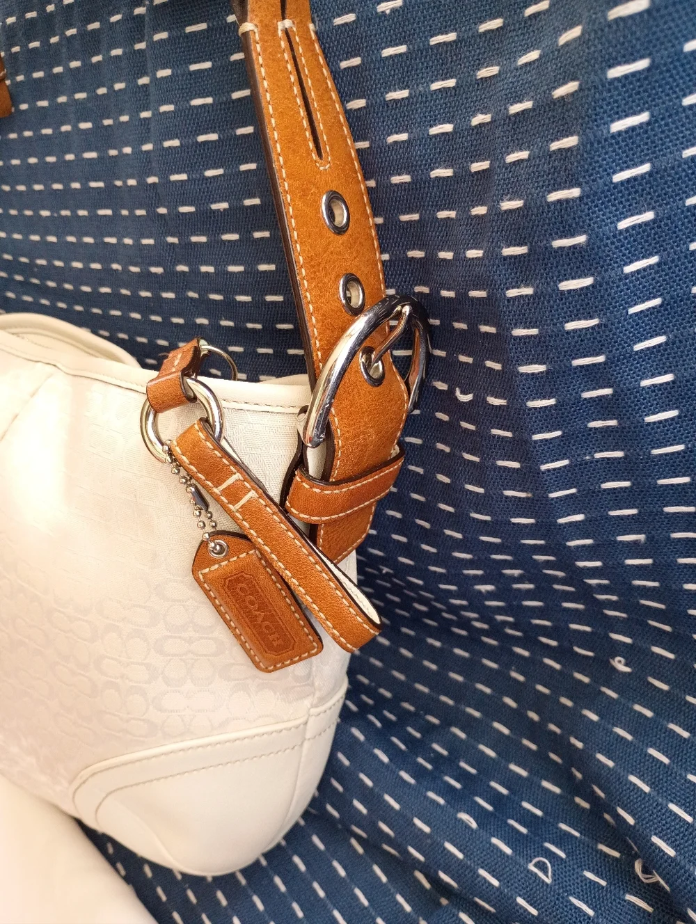 Coach NWOT Y2K White Signature Hobo Vintage Bag 1460 Jacquard Leather Spring - Picture 7 of 15